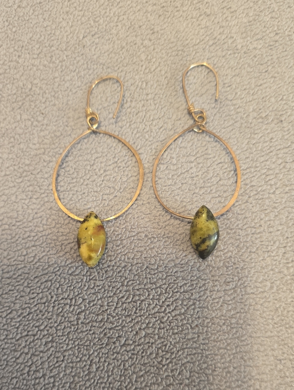 Sterling Drop Earrings with Yellow-Green Stone Drop